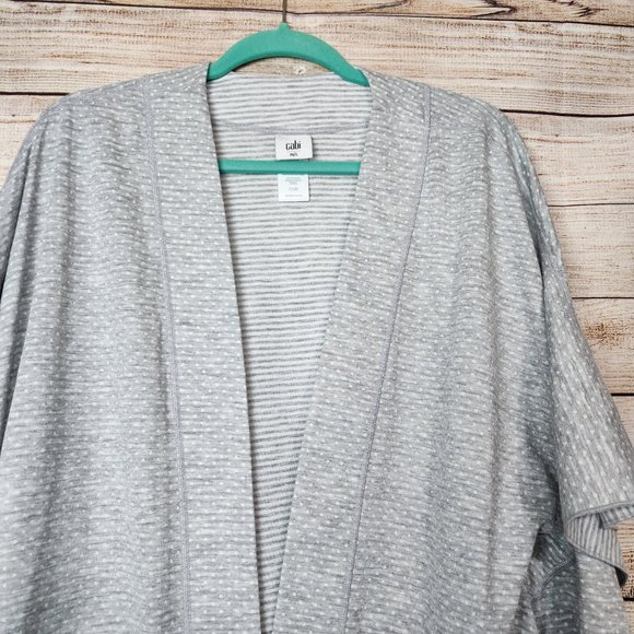 Cabi Women's Sweater Size M/L Gray White Open Front Circle Cardigan - Picture 2 of 15